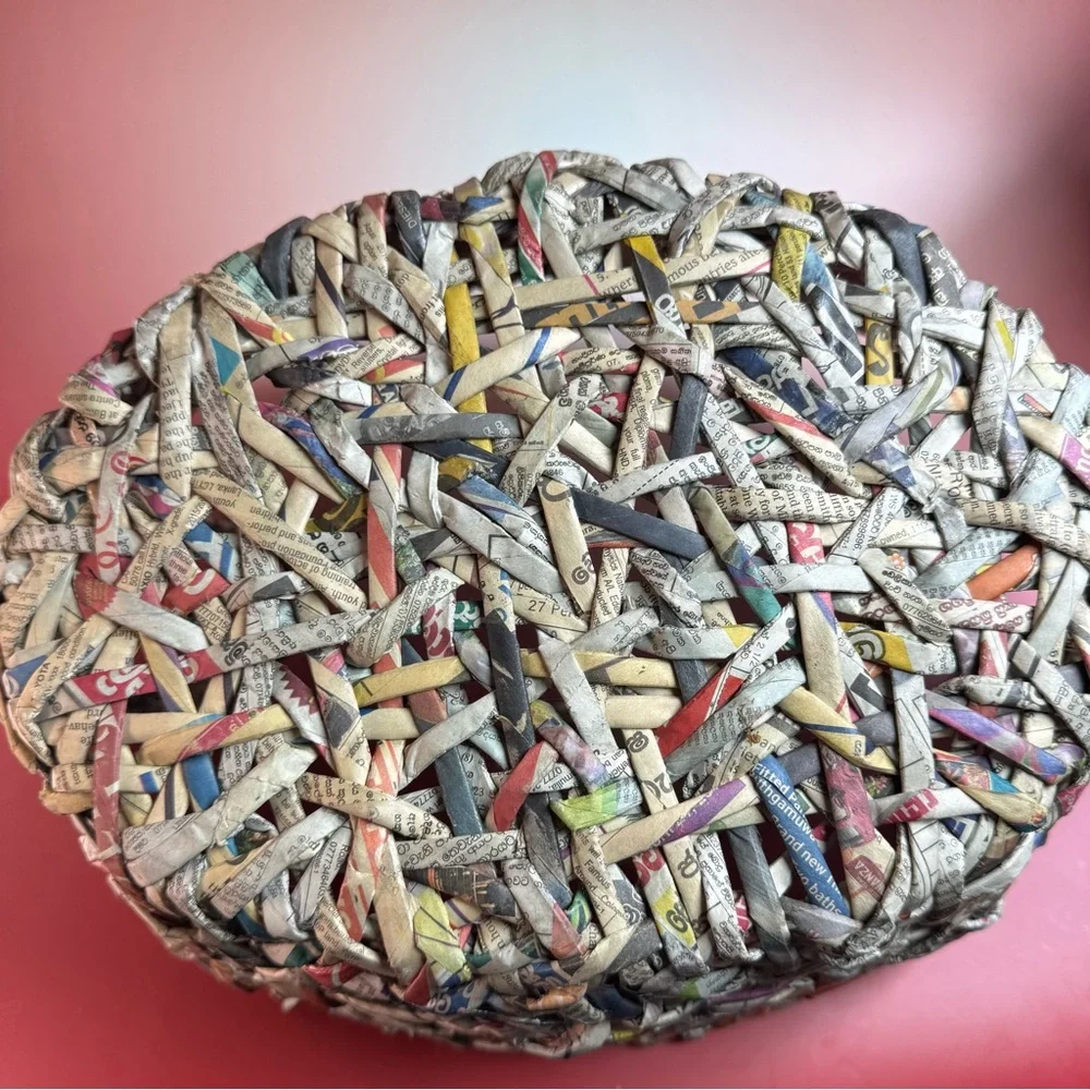 Trader Joe's Recycled Newspaper Hand Woven Basket